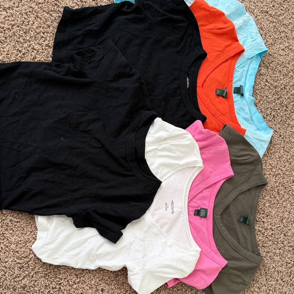 7 Classic V-Neck Tee Bundle - Black, White, Pink, Olive, Orange, Light Blue